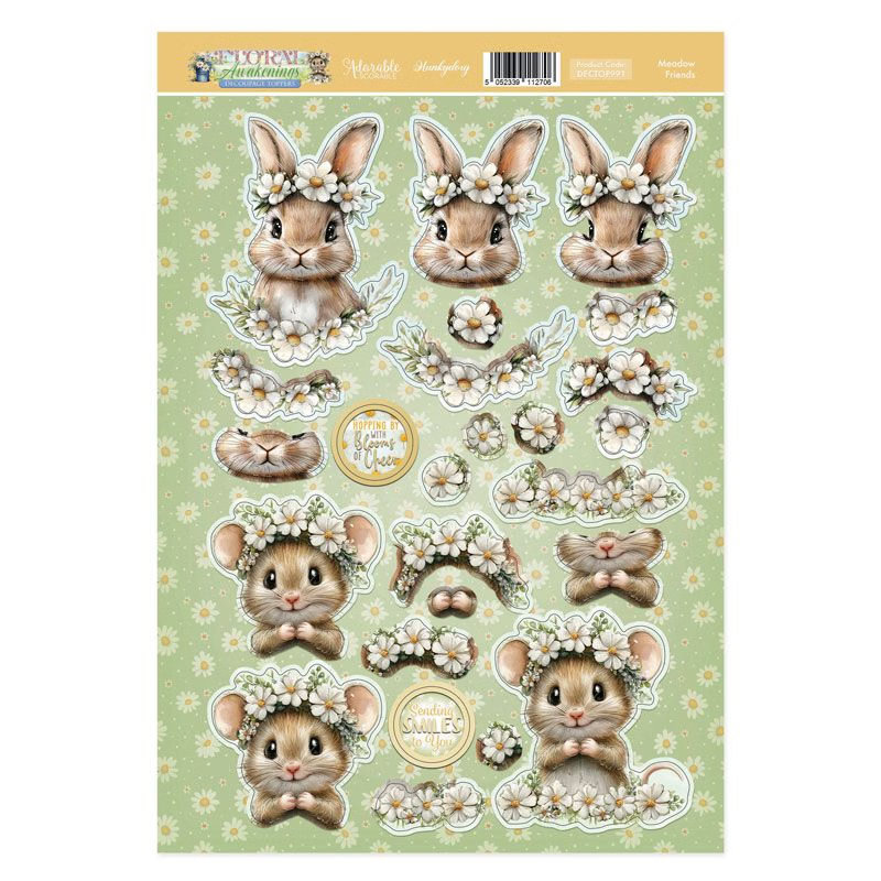 (image for) Die Cut 3D Decoupage A4 Sheet - Floral Awakenings, Meadow Friends