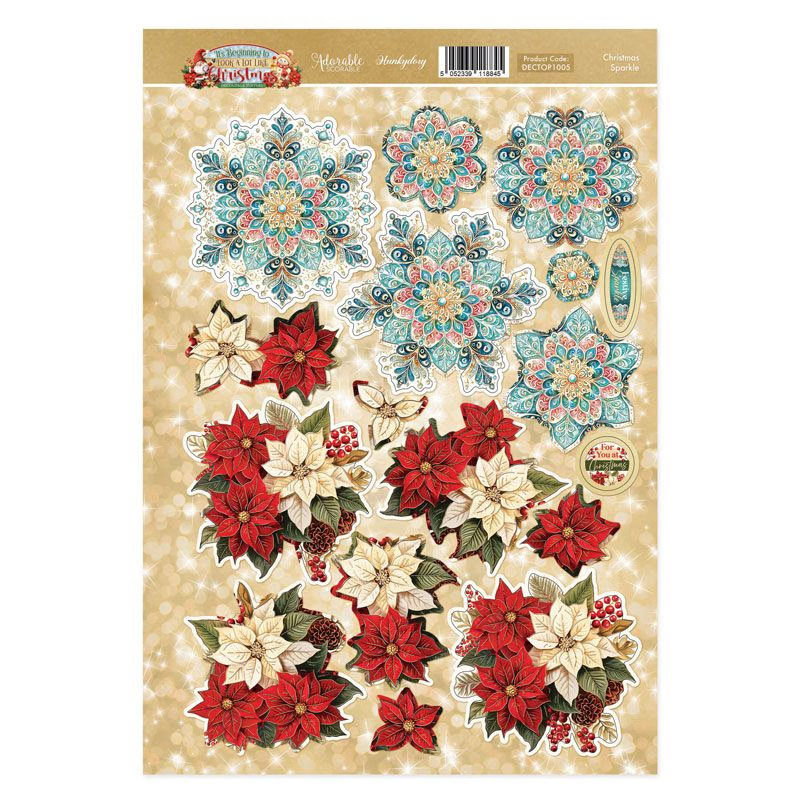 (image for) Die Cut Decoupage Sheet - Hunkydory - It's Beginning To Look A Lot Like Christmas, Christmas Sparkle