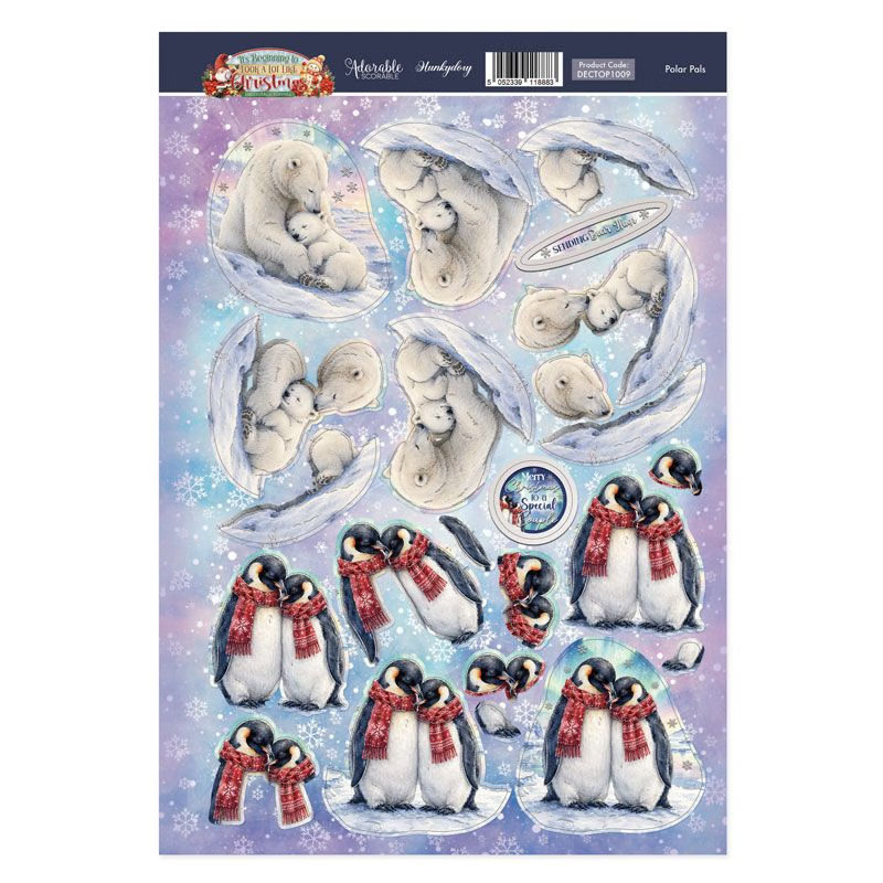 (image for) Die Cut Decoupage Sheet - Hunkydory - It's Beginning To Look A Lot Like Christmas, Polar Pals