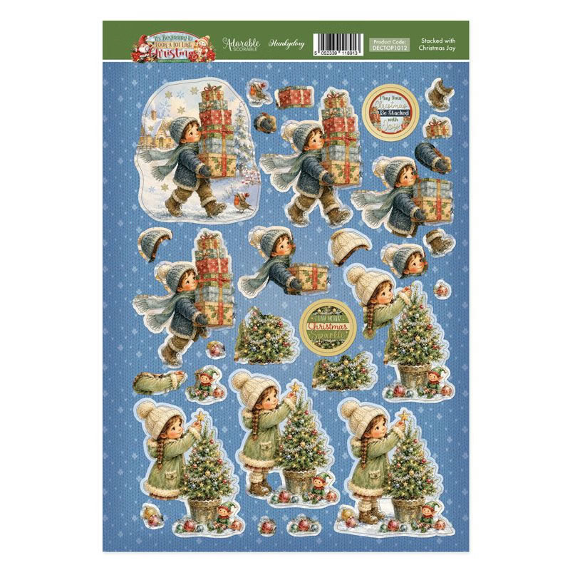 (image for) Die Cut Decoupage Sheet - Hunkydory - It's Beginning To Look A Lot Like Christmas, Stacked with Christmas Joy