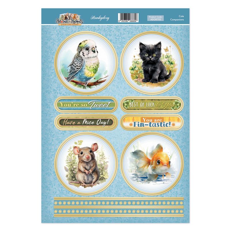 Die Cut Card Topper Sheet - Adorable Animals, Cute Companions