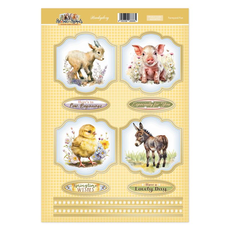 Die Cut Card Topper Sheet - Adorable Animals, Farmyard Fun