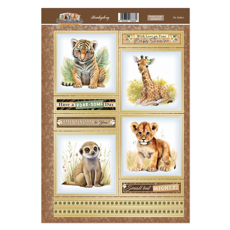 Die Cut Card Topper Sheet - Adorable Animals, On Safari