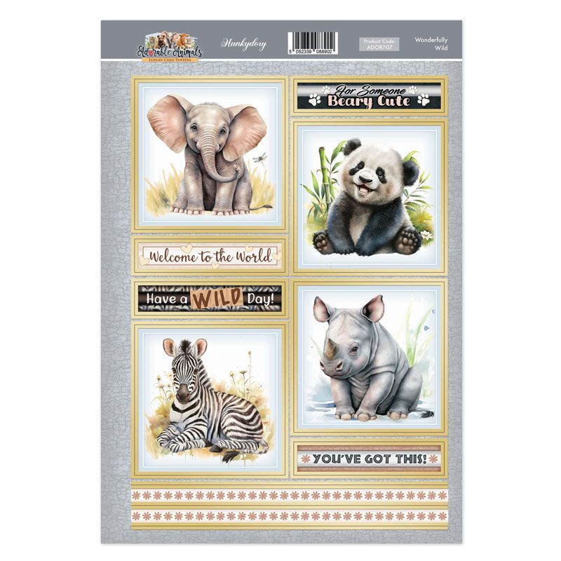 Die Cut Card Topper Sheet - Adorable Animals, Wonderfully Wild