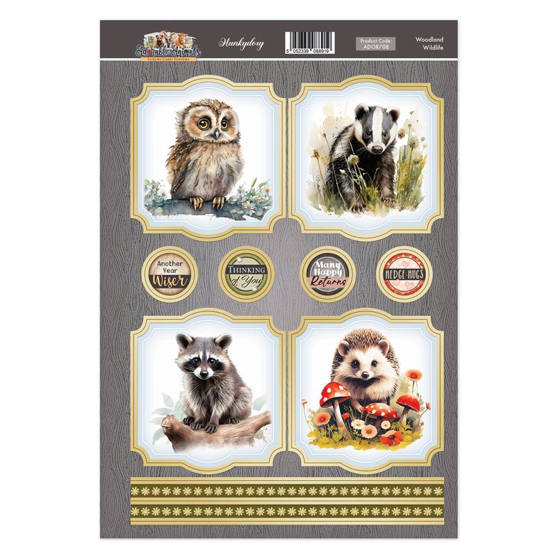 Die Cut Card Topper Sheet - Adorable Animals, Woodland Wildlife