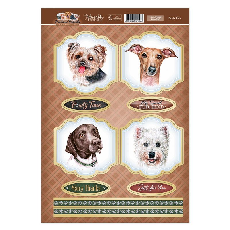 Die Cut Card Topper Sheet - Pawsome Portraits, Pawty Time