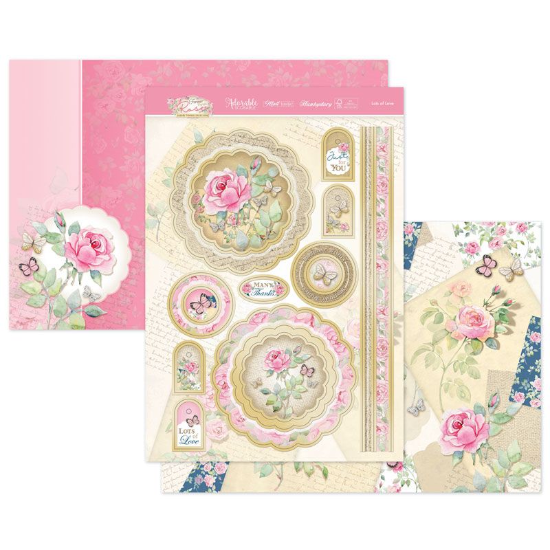 Die Cut Topper Set - Forever Florals Rose, Lots Of Love - Click Image to Close