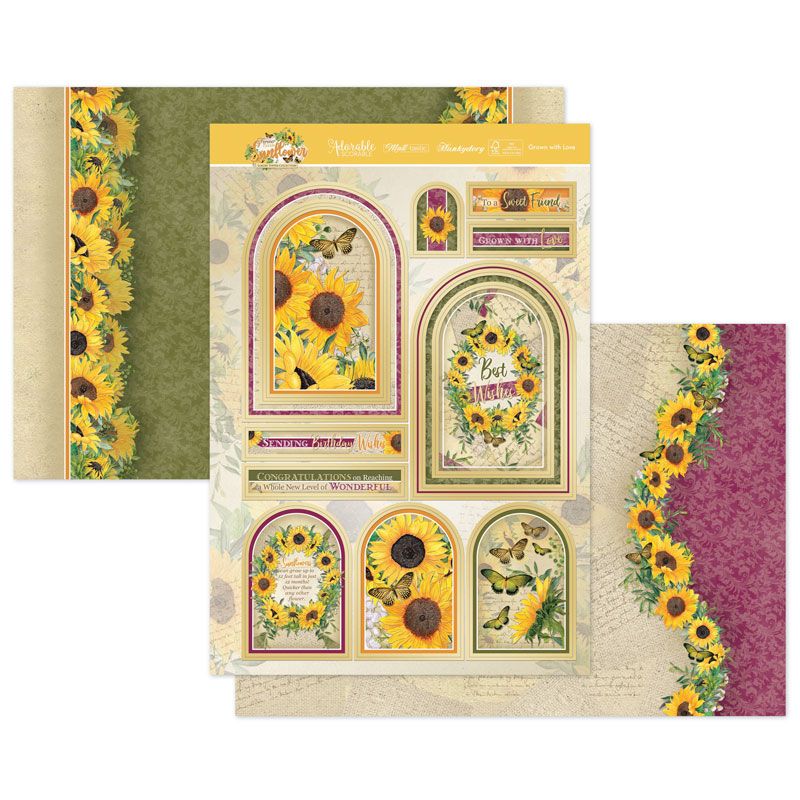 Die Cut Topper Set - Forever Florals Sunflower, Grown With Love