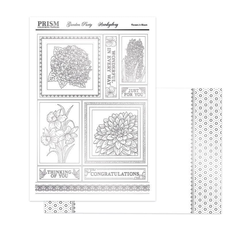 Die Cut Topper Set - Garden Party Colouring Toppers, Flowers In Bloom