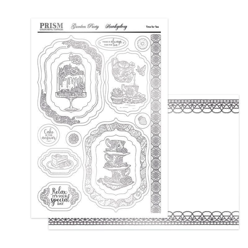 Die Cut Topper Set - Garden Party Colouring Toppers, Time For Tea