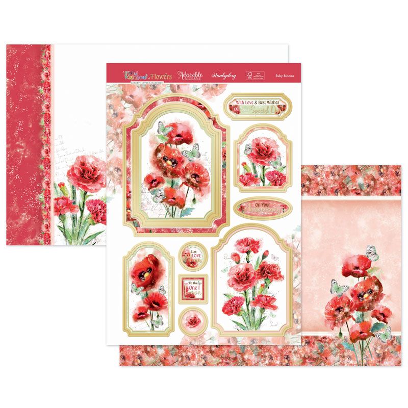 (image for) Die Cut Topper Set - A Rainbow of Flowers, Ruby Blooms