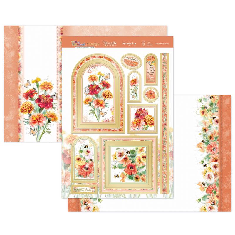 Die Cut Topper Set - A Rainbow of Flowers, Sunset Flourishes
