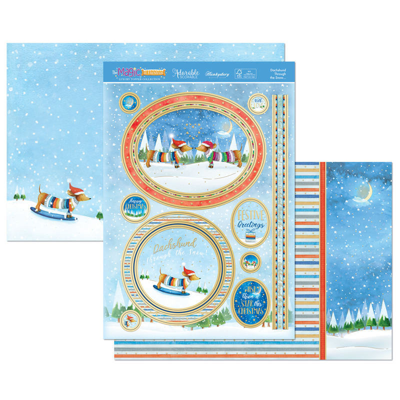 (image for) Die Cut Topper Set - The Magic Of Christmas, Dachshund Through The Snow