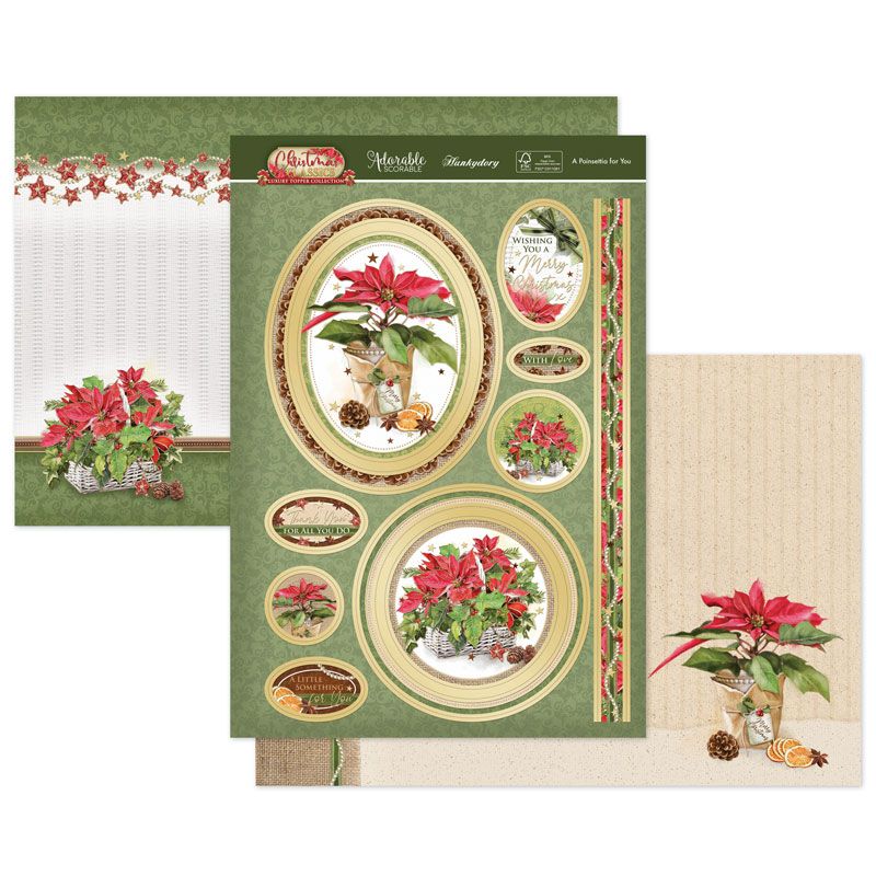 HUNKYDORY Birth Flowers Collections DECEMBER  POINSETTIA Foiled Toppers A4 Cards 