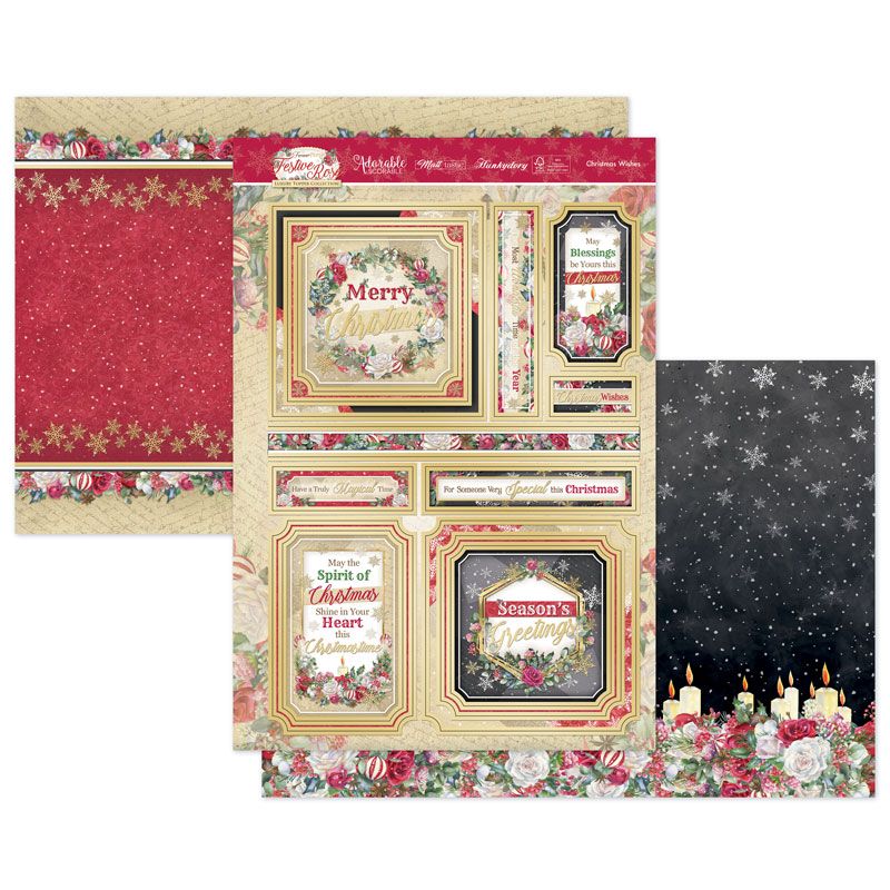 Die Cut Topper Set - Forever Florals Festive Rose, Christmas Wishes