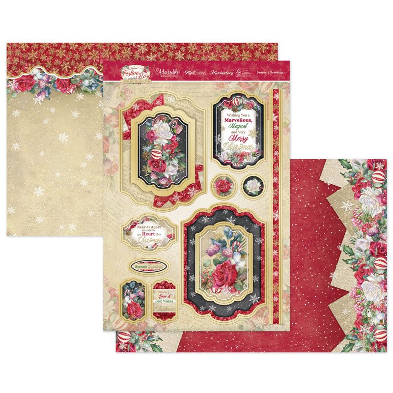 (image for) Die Cut Topper Set - Forever Florals Festive Rose, Season's Greetings