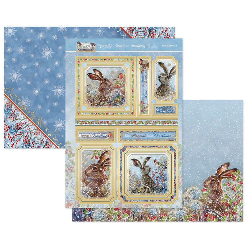 Die Cut Topper Set - Meadow Hares at Wintertime, Feathered Friends