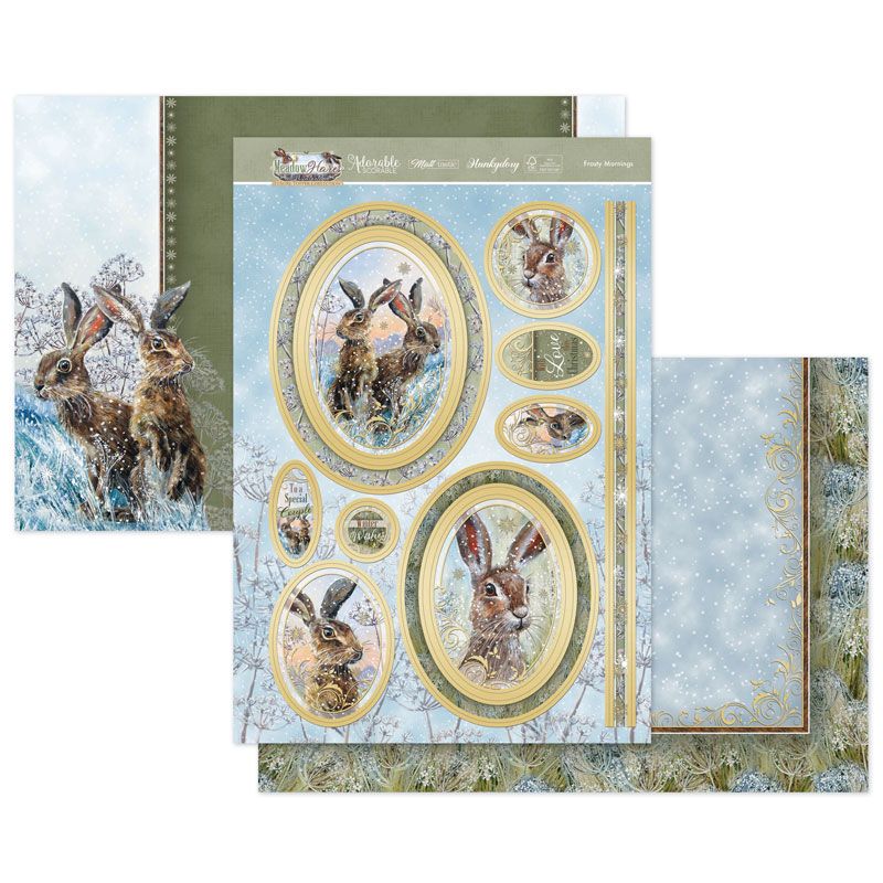 (image for) Die Cut Topper Set - Meadow Hares at Wintertime, Frosty Mornings