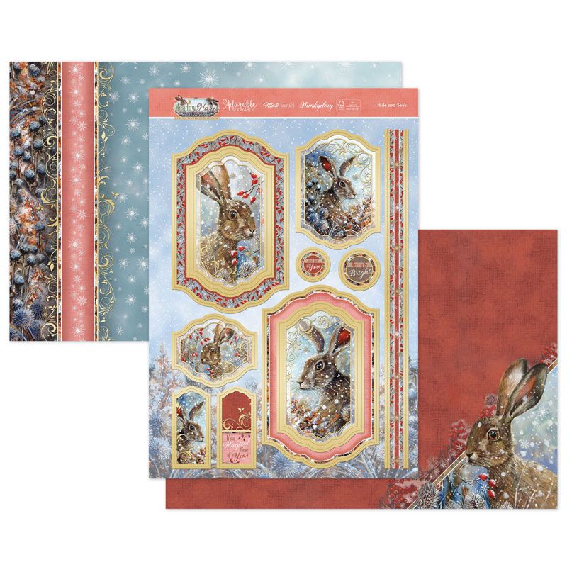 (image for) Die Cut Topper Set - Meadow Hares at Wintertime, Hide and Seek