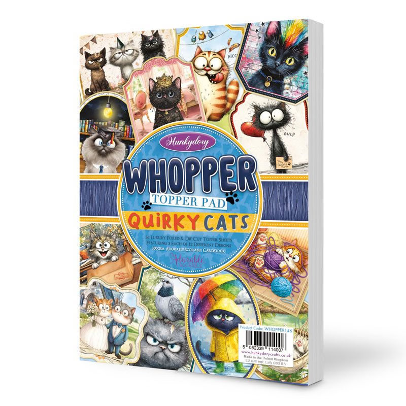 Hunkydory - Whopper Topper Pad - Quirky Cats, 36 Sheets (WHOPPER146) (image for) Hunkydory - Whopper Topper Pad - Quirky Cats, 36 Sheets (WHOPPER146)