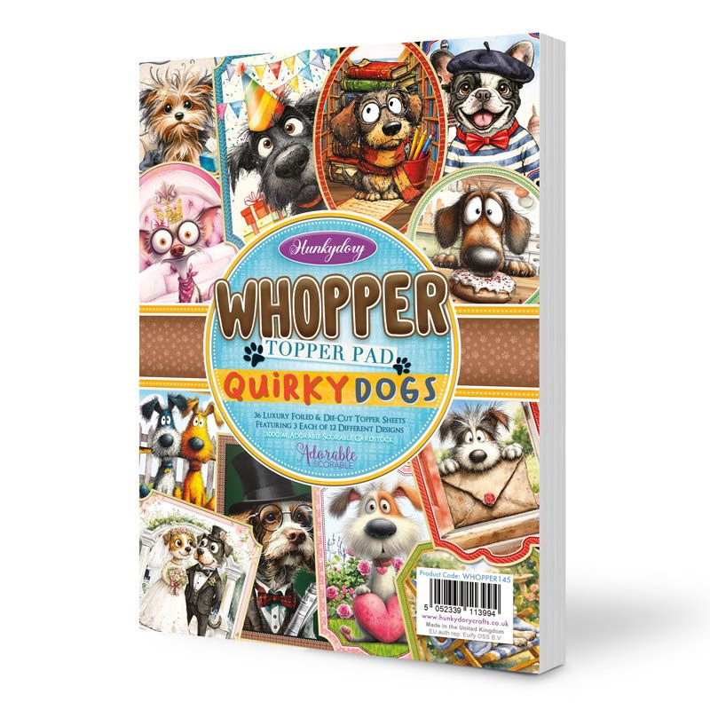 (image for) Hunkydory - Whopper Topper Pad - Quirky Dogs, 36 Sheets (WHOPPER145)