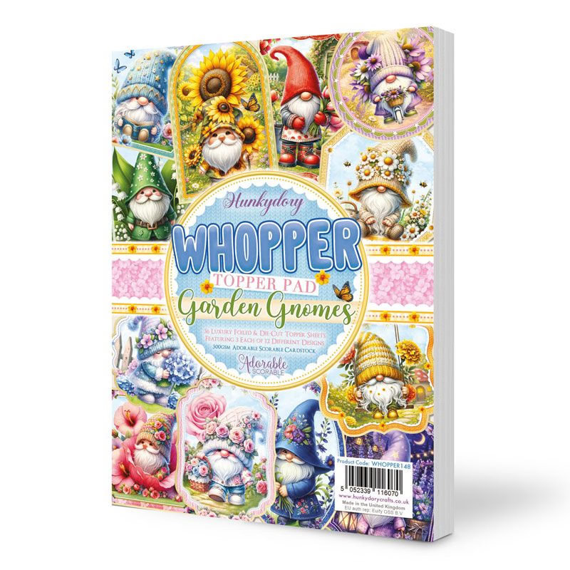 (image for) Hunkydory - Whopper Topper Pad - Garden Gnomes, 36 Sheets (WHOPPER148)