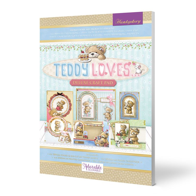 Die Cut Topper Set - Deluxe Craft Pad - Teddy Loves (20 Sheets)