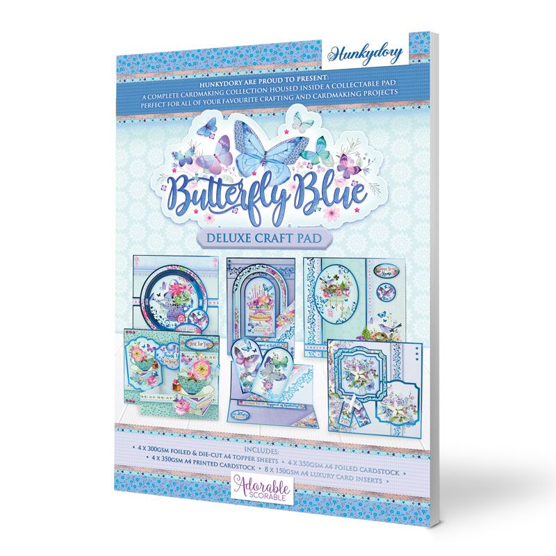 Die Cut Topper Set - Deluxe Craft Pad - Butterfly Blue (20 Sheets)