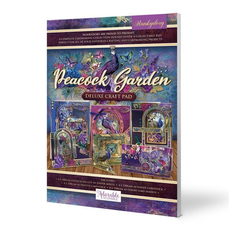 Die Cut Topper Set - Deluxe Craft Pad - Peacock Garden (20 Sheets)