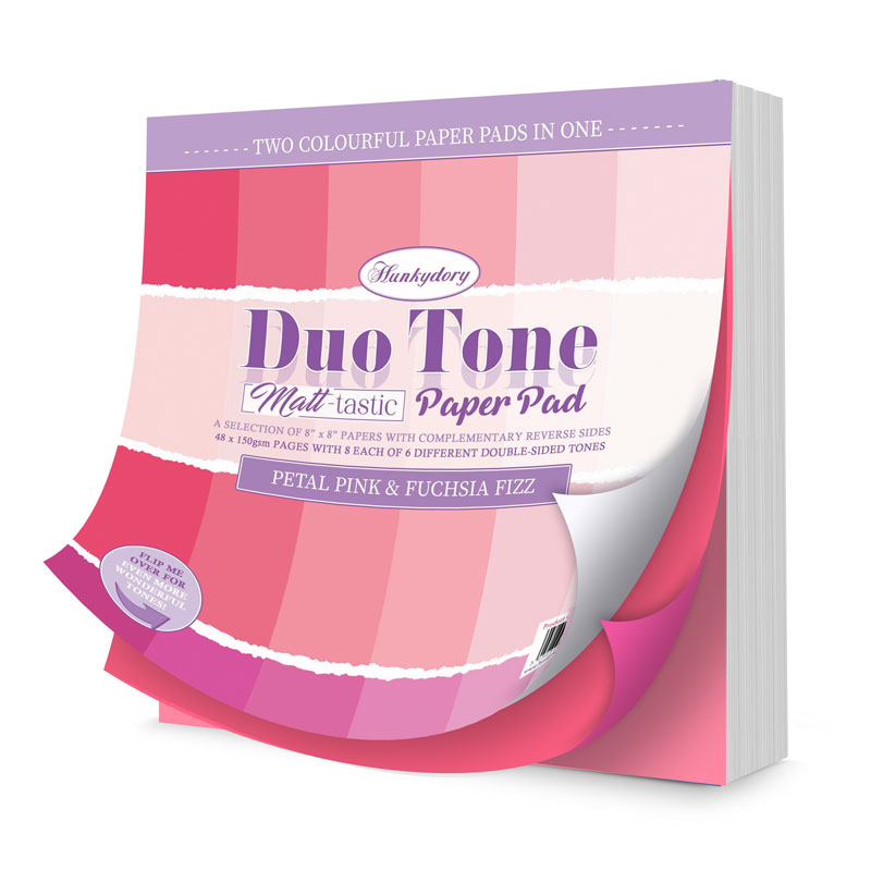 (image for) 8x8 Duo Tone Paper Pad - Hunkydory - Petal Pink & Fuchsia Fizz