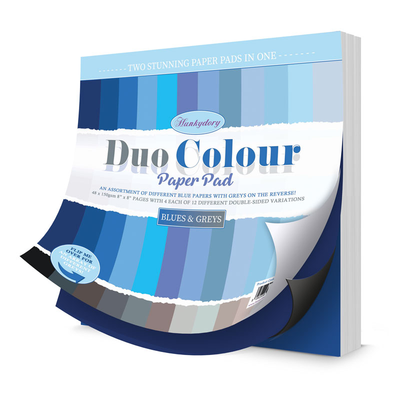 (image for) 8x8 Duo Colour Paper Pad - Hunkydory - Blues & Greys