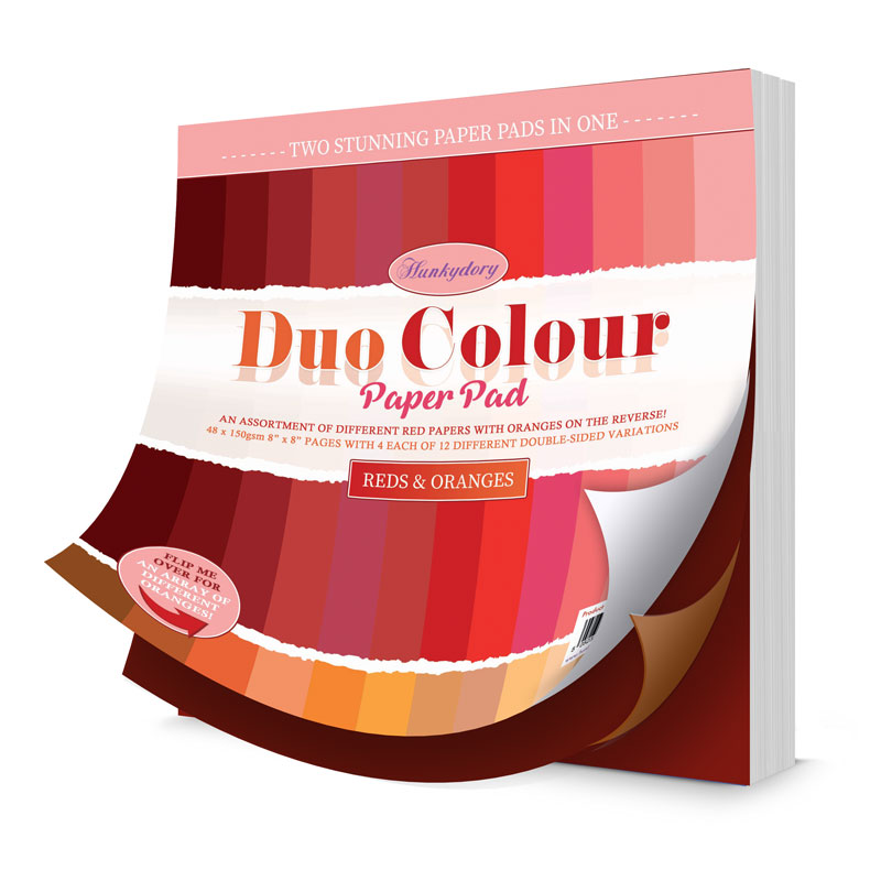 (image for) 8x8 Duo Colour Paper Pad - Hunkydory - Reds & Oranges