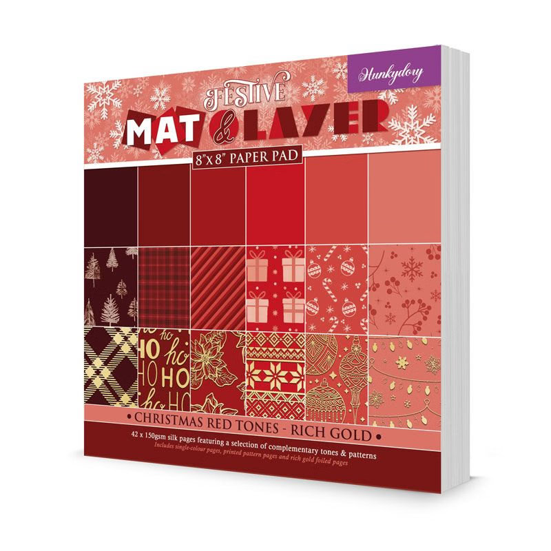 (image for) Festive Mat & Layer Paper Pad - Hunkydory - Christmas Red Tones - Rich Gold (MALPAD105)