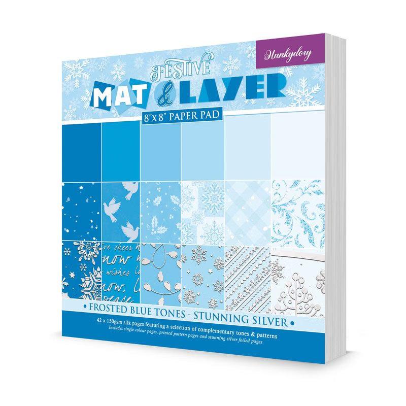 (image for) Festive Mat & Layer Paper Pad - Hunkydory - Frosted Blue Tones - Stunning Silver (MALPAD106)