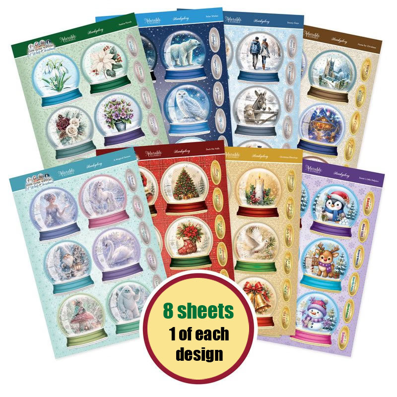 (image for) Hunkydory - Die Cut Topper Sheets - Snow Globe Toppers - A White Christmas (8 Sheets, 48 Toppers)