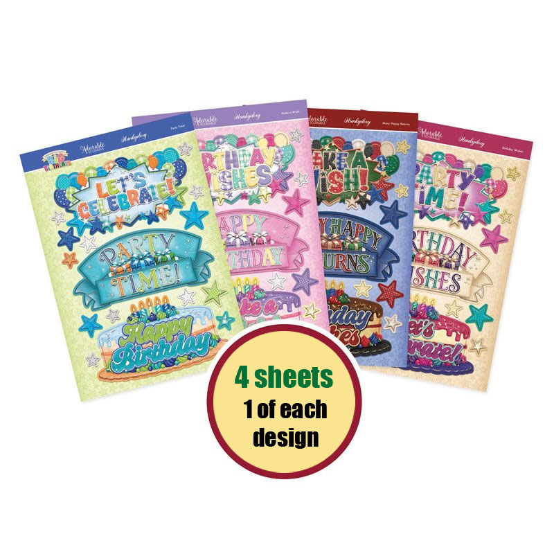 Hunkydory - Die Cut Topper Sheets - Supersized Sentiments - Big Birthdays (4 Sheets) (image for) Hunkydory - Die Cut Topper Sheets - Supersized Sentiments - Big Birthdays (4 Sheets)