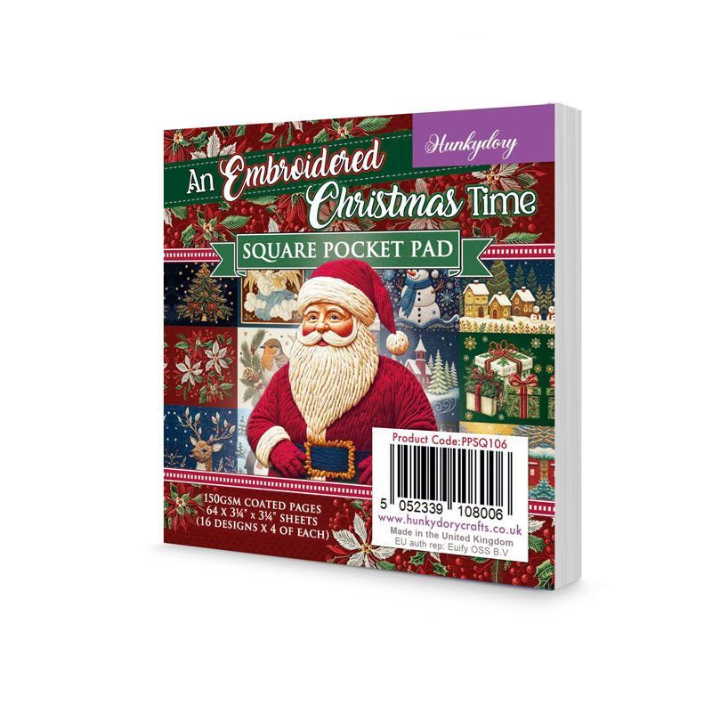 (image for) Square Pocket Pad - An Embroidered Christmas Time (64 Sheets) PPSQ106