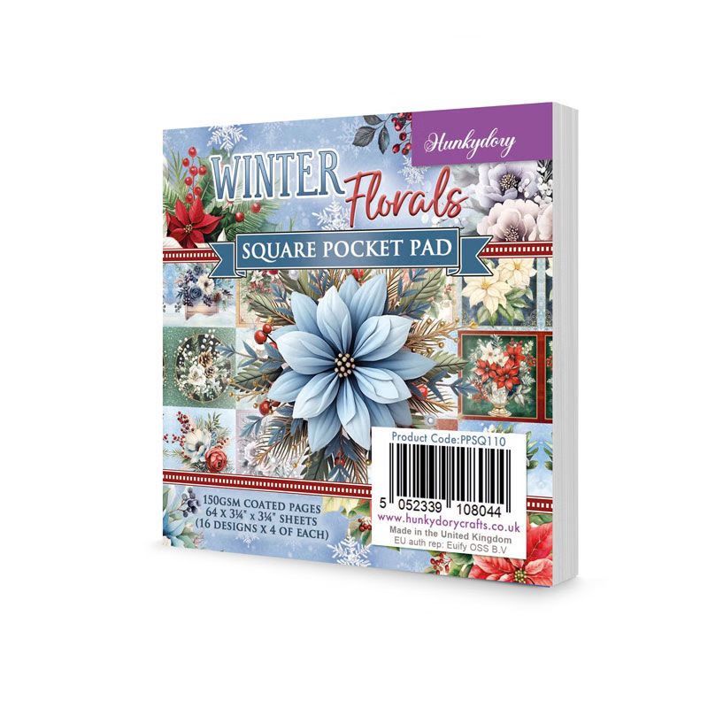 (image for) Square Pocket Pad - Winter Florals (64 Sheets) PPSQ110