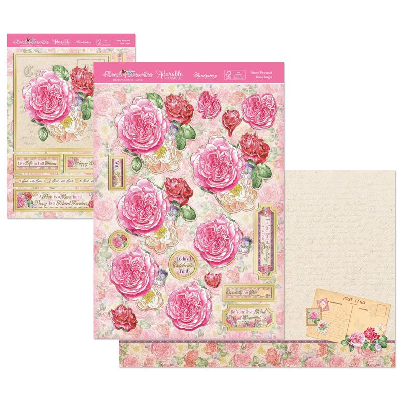 (image for) Die Cut Decoupage Set - Floral Favourites, Peony Postcard