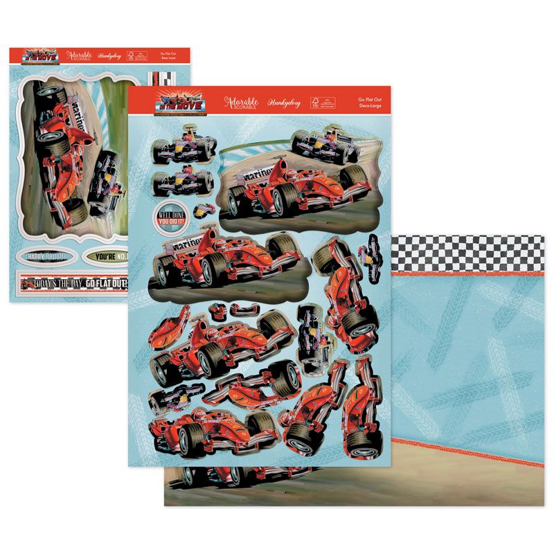 Die Cut Decoupage Set - On The Move, Go Flat Out