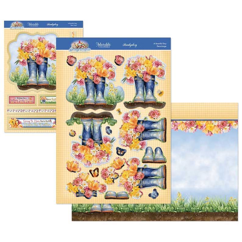 (image for) Die Cut Deco-Large Decoupage Set - Spring Is Here, A Boot-iful Day