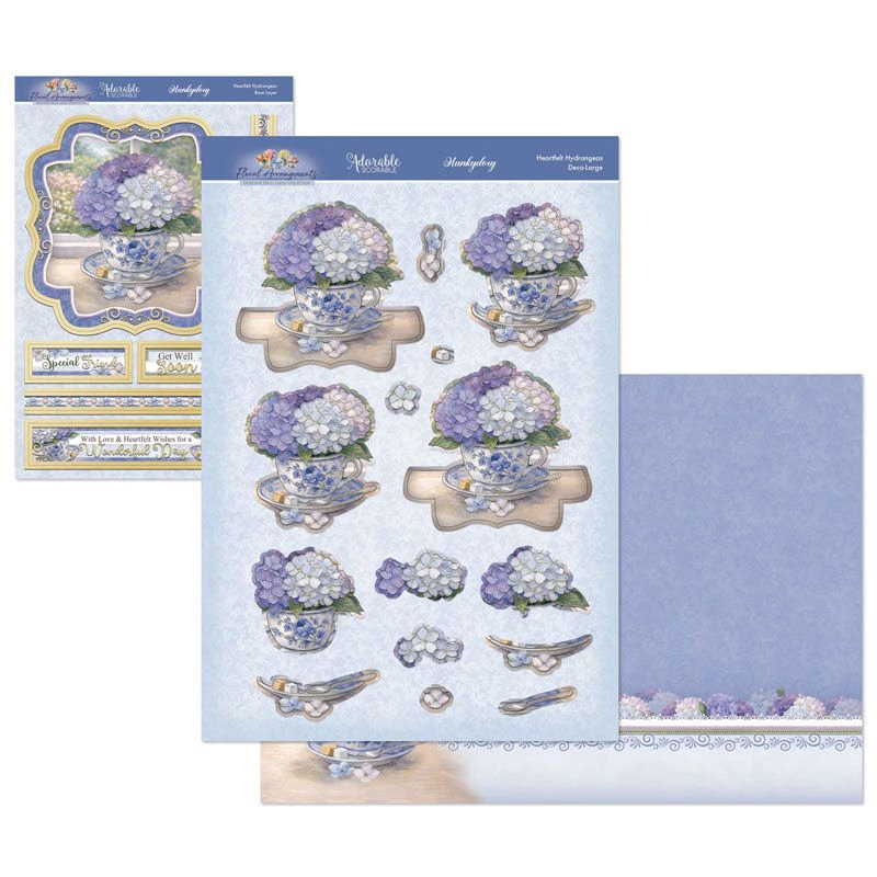 Die Cut Deco-Large Decoupage Set - Floral Arrangements, Heartfelt Hydrangeas (image for) Die Cut Deco-Large Decoupage Set - Floral Arrangements, Heartfelt Hydrangeas