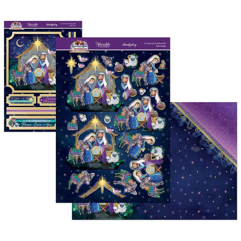 (image for) Die Cut Deco-Large Decoupage Set - A Merry Little Christmas, O Come Let Us Adore Him