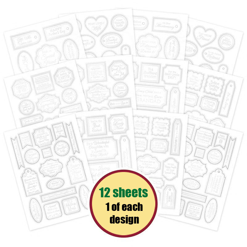 (image for) Set of 12 Resist & Reveal Sentiment Sheets (12 sheets, 164 banners)