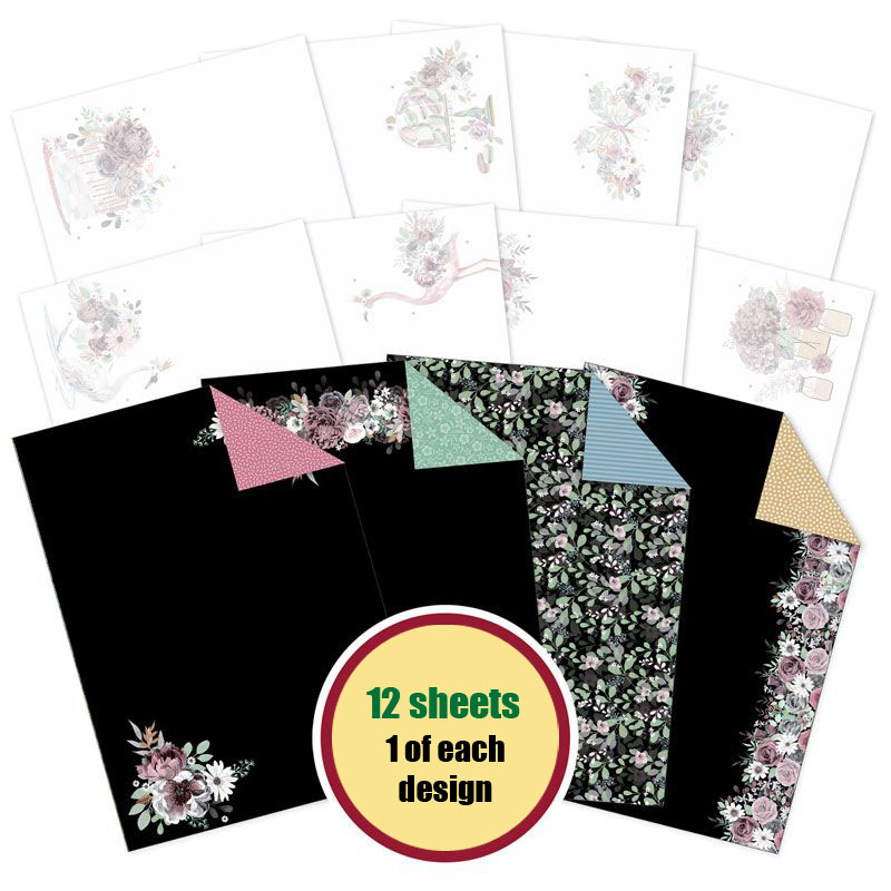 Floral Elegance Luxury Inserts & Papers (12 Sheets)