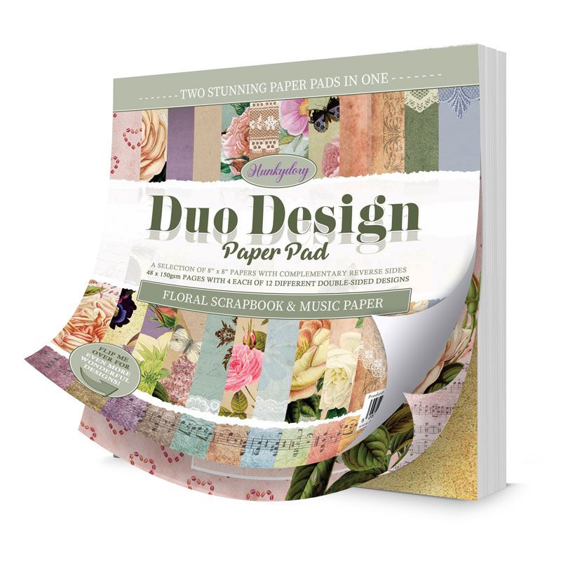 8x8 Duo Design Paper Pad - Floral Scrapbook & Music Paper