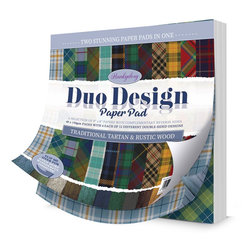 (image for) 8x8 Duo Design Paper Pad - Traditional Tartan & Rustic Wood