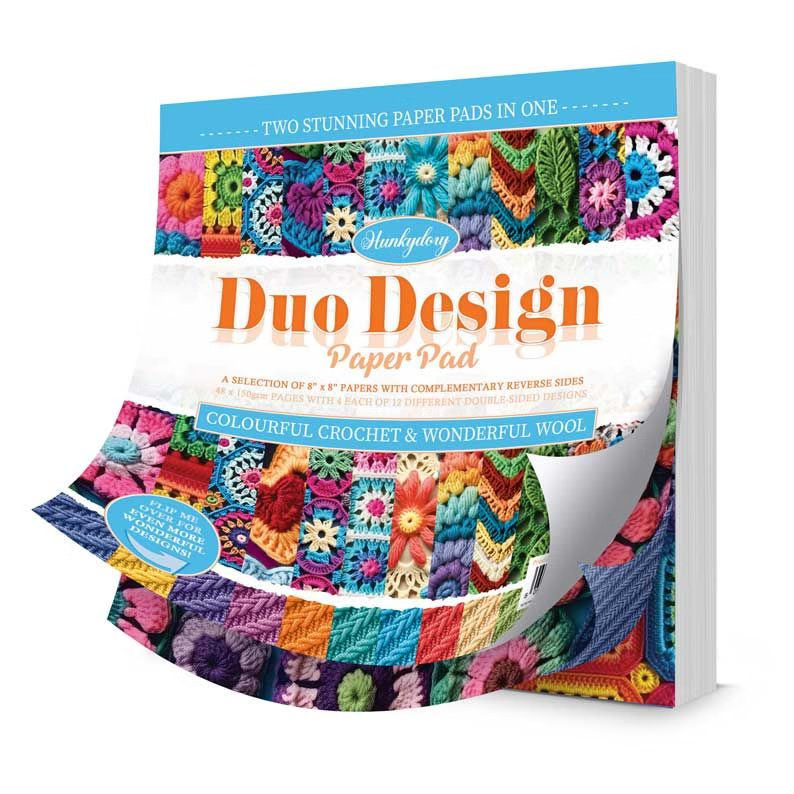 (image for) 8x8 Duo Design Paper Pad - Hunkydory - Colourful Crochet & Wonderful Wool