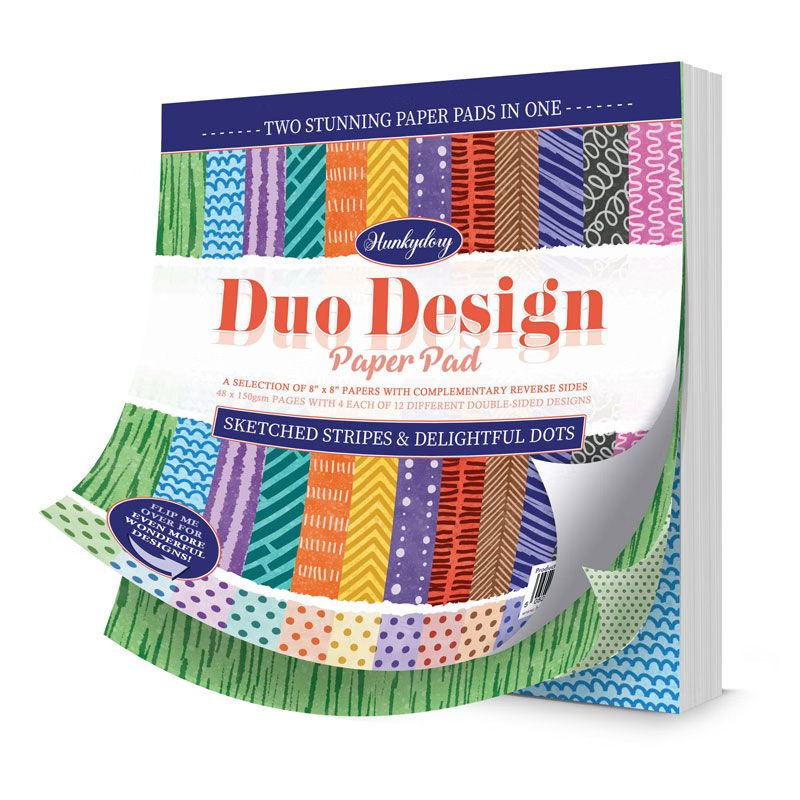 (image for) 8x8 Duo Design Paper Pad - Hunkydory - Sketched Stripes & Delightful Dots