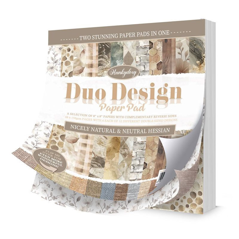 (image for) 8x8 Duo Design Paper Pad - Hunkydory - Nicely Natural & Neutral Hessian